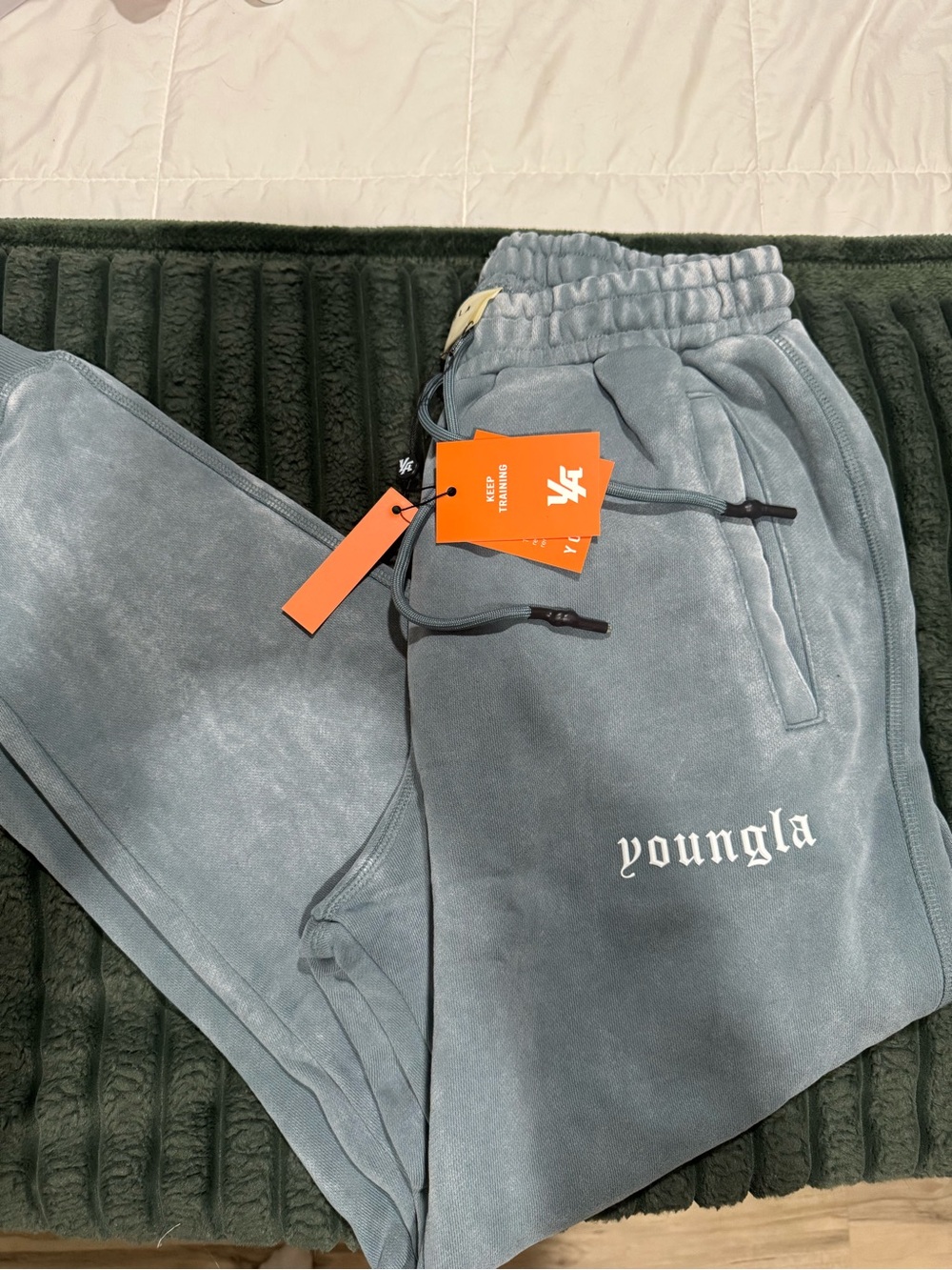 YoungLA Faded Blue Pullover Fleece Joggers